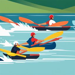 Canoe Racer in a Competition Clipart - A canoe racer competing.  color vector clipart, minimal style