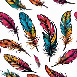 Color Feather Tattoo - Feather design with vibrant colors.  simple vector tattoo,minimalist,white background