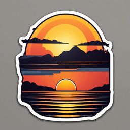 Sunrise Sticker - The sun rising over the horizon, ,vector color sticker art,minimal