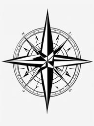 Nautical Star Compass Tattoo - Nautical star incorporated into a compass design.  simple vector tattoo,minimalist,white background