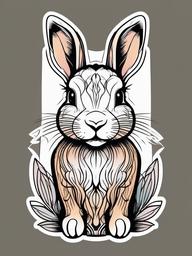 lop bunny tattoo  minimalist color tattoo, vector