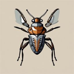 Wheel Bug Clip Art - A wheel bug with a cogwheel-like crest,  color vector clipart, minimal style