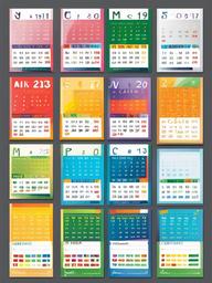 Calendar clipart - colorful monthly calendar for kids  color,minimalist,vector clipart