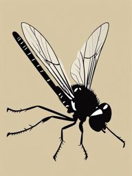 Robber Fly Clip Art - A robber fly with predatory behavior,  color vector clipart, minimal style