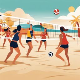 Beach Volleyball Game clipart - Volleyball match on the sand, ,vector color clipart,minimal