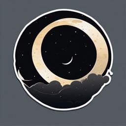 Moon Sticker - Crescent moon in the night sky, ,vector color sticker art,minimal