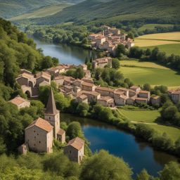 forgotten villages of the tarn - create an artwork that highlights the forgotten villages of the tarn region, with historic architecture and scenic river valleys. 