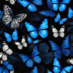 Butterfly Background Wallpaper - blue butterflies black background  