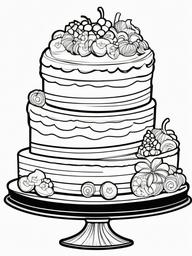 Cake Coloring Pages - Banana cake with creamy frosting  simple coloring pages