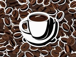 Coffee Beans Sticker - Scattered coffee beans illustration, ,vector color sticker art,minimal