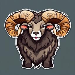 Ram cartoon - strong, horned animal  cartoon sticker style