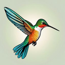 Hummingbird clipart - Tiny bird hovering in mid-air to feed on nectar, ,color clipart vector style