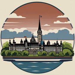 Ottawa clipart - Parliament Hill and Ottawa River,  color vector clipart