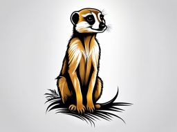 Meerkat tattoo, Alert meerkat tattoo, representing community and vigilance. , tattoo color art, clean white background