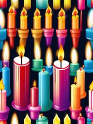 Birthday Candles clipart - Glowing birthday candles on a cake, ,vector color clipart,minimal