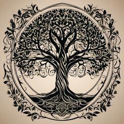 tree of life tattoo with names  simple vector color tattoo