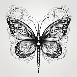 Butterflies and Dragonflies Tattoos - Tattoos combining both butterflies and dragonflies in the design.  simple color tattoo,minimalist,white background