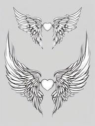 Wing Tattoo - A pair of angelic wing tattoos ready to soar  few color tattoo design, simple line art, design clean white background