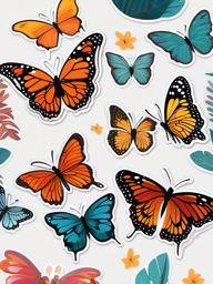 Butterfly Garden Sticker - A garden filled with fluttering butterflies. ,vector color sticker art,minimal