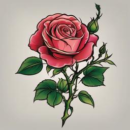 rose on vine tattoo  simple vector color tattoo