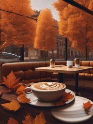 Fall Aesthetic Wallpaper - Cozy Autumn Coffee Shop  intricate patterns, splash art, wallpaper art