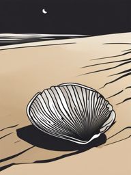 Clam Clip Art - A clamshell partially buried in the sand,  color vector clipart, minimal style