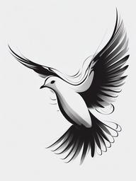 Tattoo Of A Dove Flying - Dove in motion  minimal tattoo design, white background