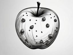 drawing of an apple with seeds  minimal rough sketch scribbles,doodles,black and white