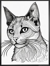 Black Cat Coloring Pages - Mysterious Feline with Superstitions  minimal black outline printable sheet, coloring page