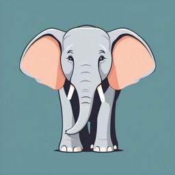 Elephant Clip Art - Gentle elephant with enormous ears,  color vector clipart, minimal style