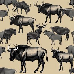 Wildebeest clipart - Large herbivore known for migration, ,vector color clipart,minimal