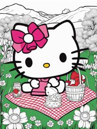 hello kitty coloring pages - hello kitty enjoys a sunny picnic in a colorful meadow. 