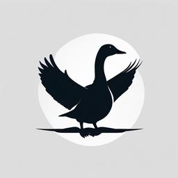 Goose Silhouette Tattoo - A minimalistic tattoo featuring the silhouette of a goose, emphasizing simplicity.  simple color tattoo design,white background