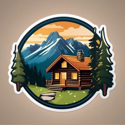 Mountain Retreat sticker- Alpine Cabin Coziness, , color sticker vector art
