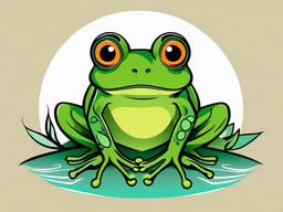 Frog Tattoo-Adorable and charming tattoo featuring a frog, capturing themes of nature and whimsy.  simple color vector tattoo