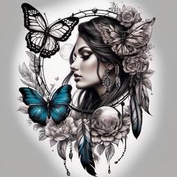 dream catcher tattoo with butterfly  