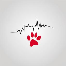 Dog Heartbeat Tattoo - Express your love for dogs with a tattoo featuring a rhythmic heartbeat line and a paw print.  simple vector color tattoo,minimal,white background