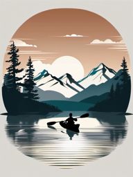 Mountain Lake Kayaking clipart - Kayaking on a serene lake, ,vector color clipart,minimal