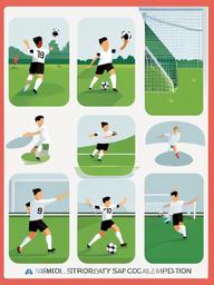 Soccer clipart - cartoon soccer player scoring a goal  color,minimalist,vector clipart