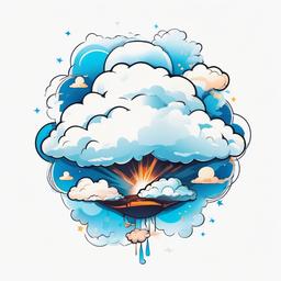 Anime Cloud Tattoo-Playful and artistic tattoo featuring clouds in an anime-inspired style, perfect for anime enthusiasts.  simple color tattoo,white background