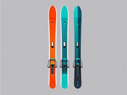 Snow Ski and Poles Clipart - A pair of snow skis and poles for downhill skiing.  color vector clipart, minimal style