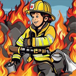 Fire Fighter clipart - fire safety awareness  vector clipart