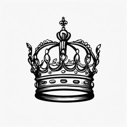 drawing of a queen's crown  minimal rough sketch scribbles,doodles,black and white