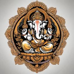 Ganesh God Tattoo-Intricate and symbolic tattoo featuring Ganesh, the Hindu god of wisdom and remover of obstacles.  simple color vector tattoo