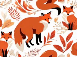 Red Fox Clip Art - Red fox with a fiery coat,  color vector clipart, minimal style