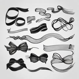 drawing of ribbon  minimal rough scribbles,doodles,black and white