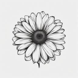 Minimal Daisy Tattoo-Choice of understated beauty with a minimal daisy tattoo, perfect for those who appreciate timeless elegance.  simple color tattoo,minimal vector art,white background