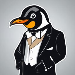 Penguin Sticker - A dapper penguin in a tuxedo. ,vector color sticker art,minimal
