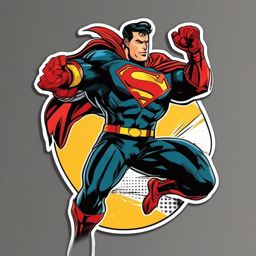 Comic book hero in action sticker- Epic and dynamic, , sticker vector art, minimalist design