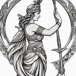 Athena Statue Tattoo - Capture the strength and grace of Athena with a tattoo featuring a representation of the goddess in statue form.  simple color tattoo design,white background